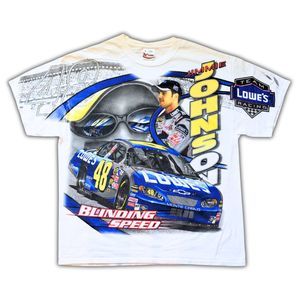 Vintage NASCAR All Over Print AOP T-Shirt [XL] Jimmie Johnson #48 Lowe's Y2K